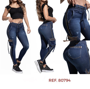 Push Up Colombian Jeans-Jogger Cargo Ref80794