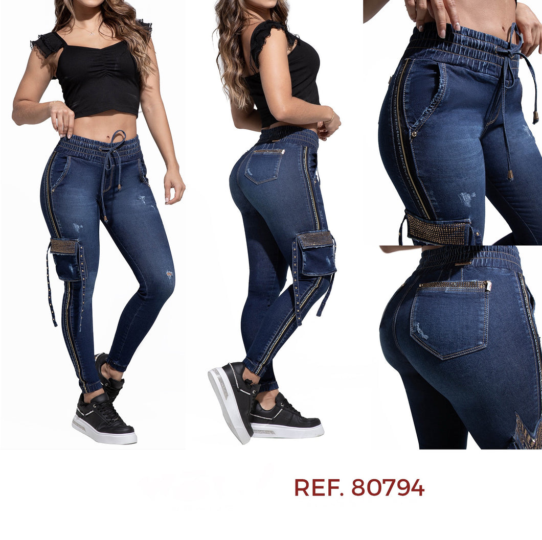 Push Up Colombian Jeans-Jogger Cargo Ref80794