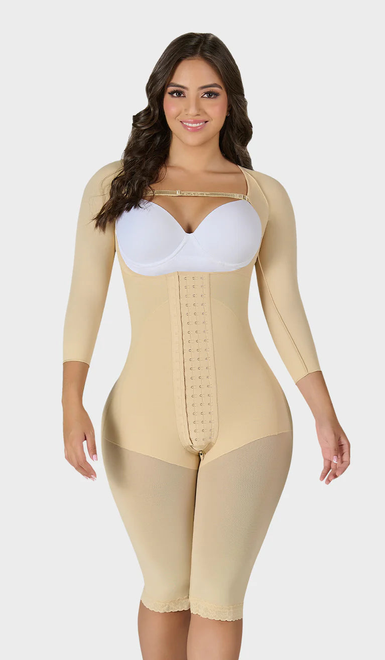 HOURGLASS KNEE LENGTH FAJA WITH SLEEVES M474
